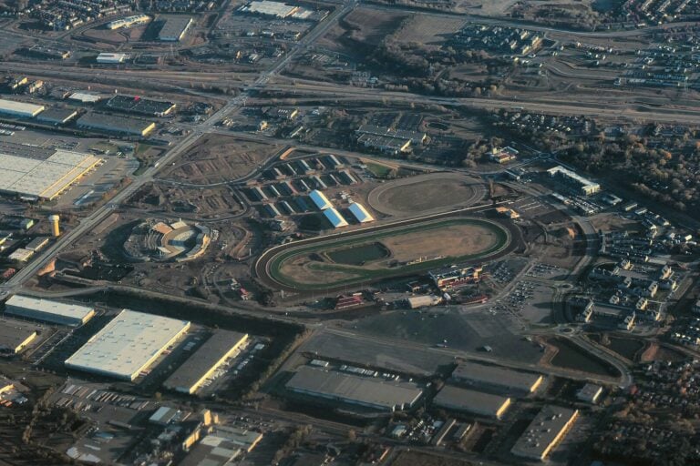 Aerial view of Canterbury Park race track in Minnesota