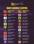 Horse racing saddle cloth colors - courtesy Hollywood Bets