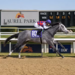 AI image of Great White racing at Laurel Park.