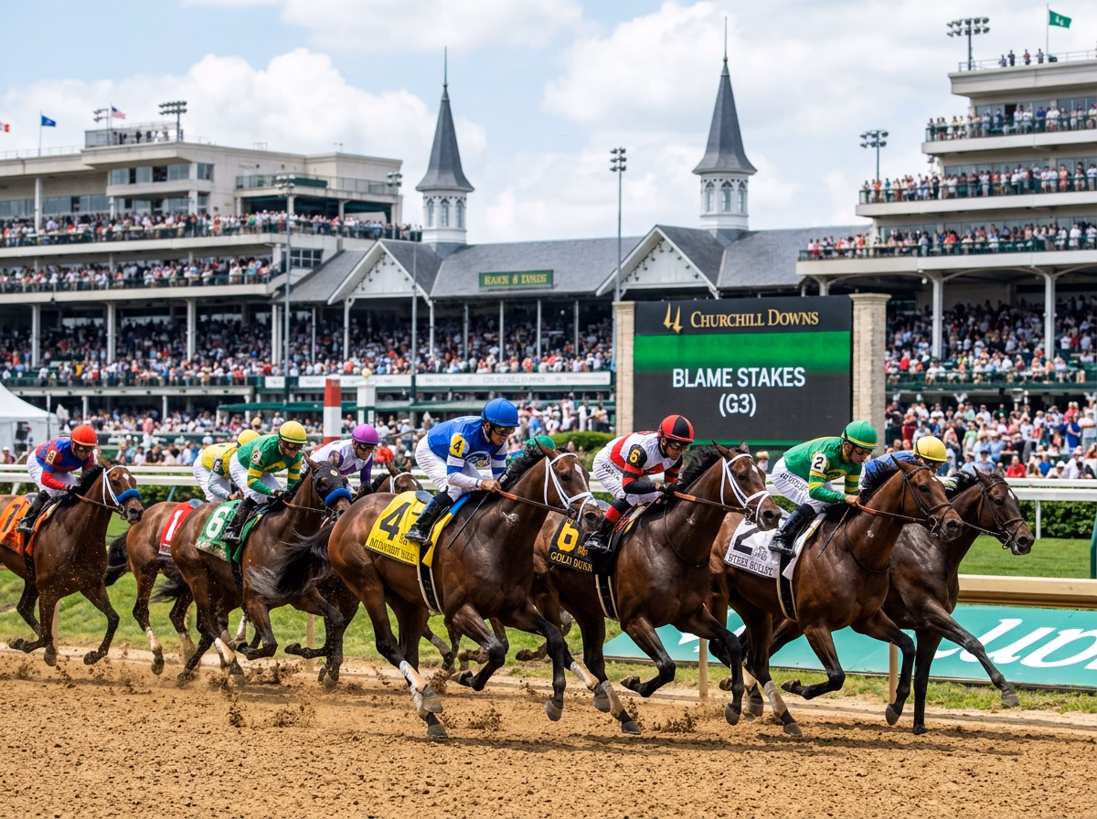 Horses racing in the Blame Stakes at Churchill Downs